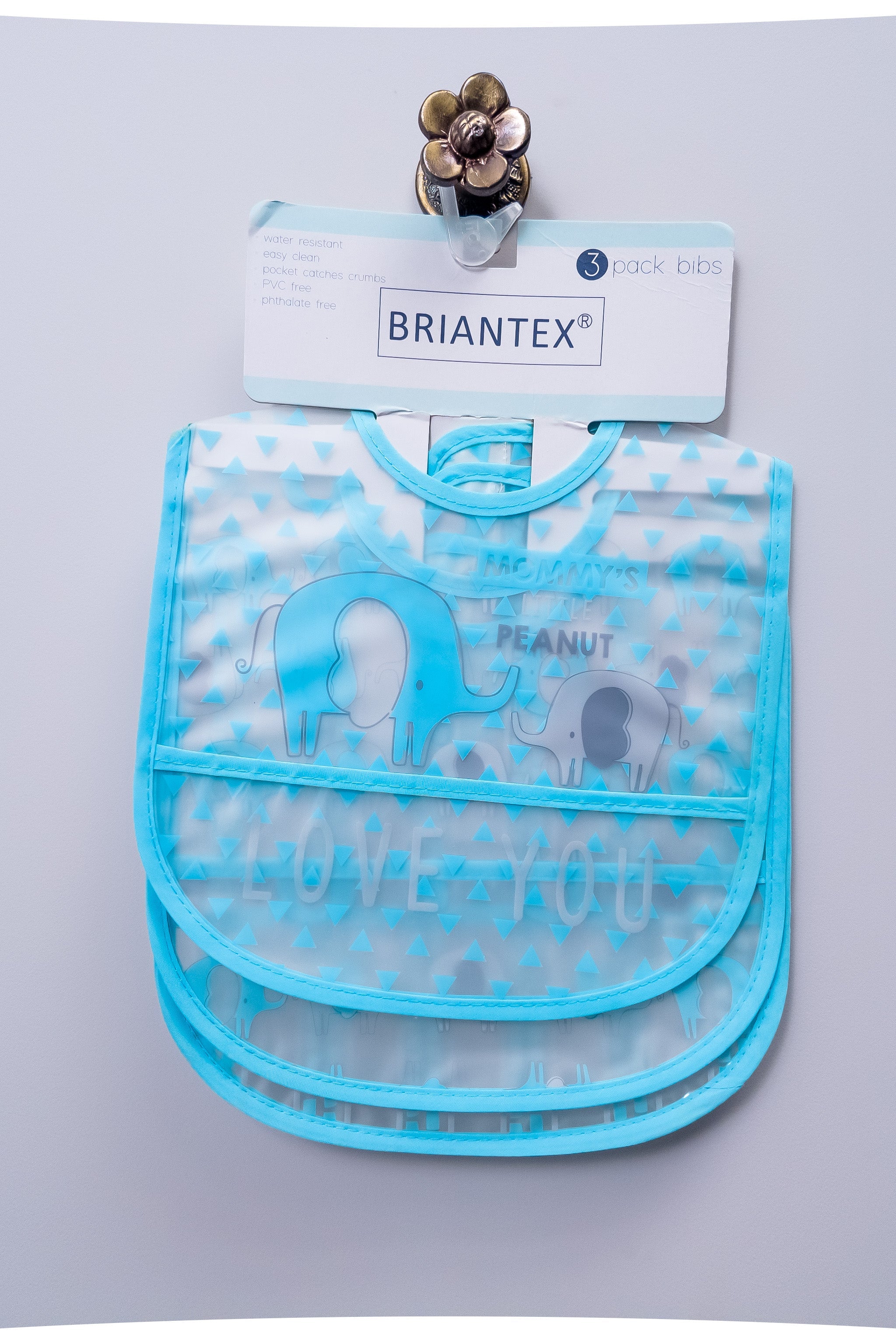 Briantex Waterproof Bib Pk of 3 Elephant Print